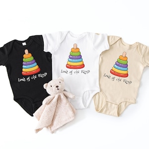 Lord of the Stacking Rings Tolkien Baby Onesie© | Nerdy Baby Shower Gift image 4