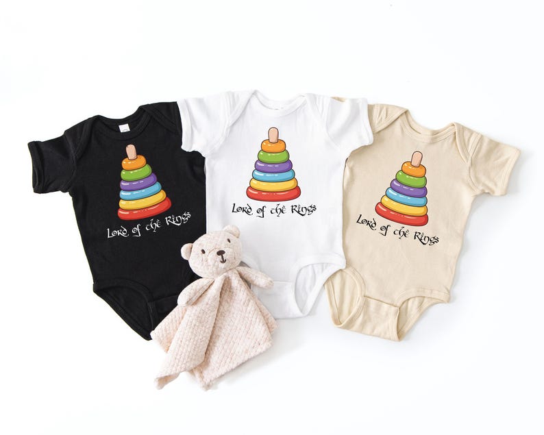 Lord of the Stacking Rings Tolkien Baby Onesie© | Nerdy Baby Shower Gift image 4