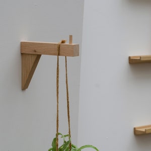 Oak Lamp and Plant Hanger, Wall Hook