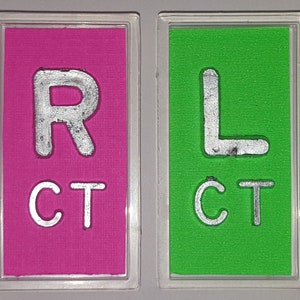 One Hot Pink Right X-Ray Marker with Initials