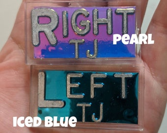 One set of X-ray markers spelled out left and right with custom initials lead letters
