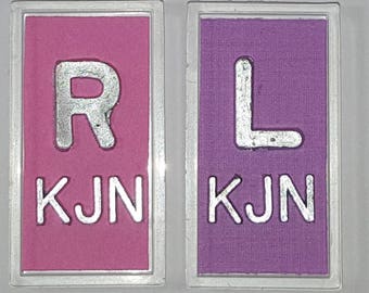 Pink and Purple XRay Markers With Lead Initials