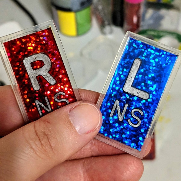 One set of x-ray markers right and left with CUSTOM initials holographic glitter