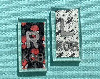 One set of X-ray markers right and left with Spiderman theme background comic book
