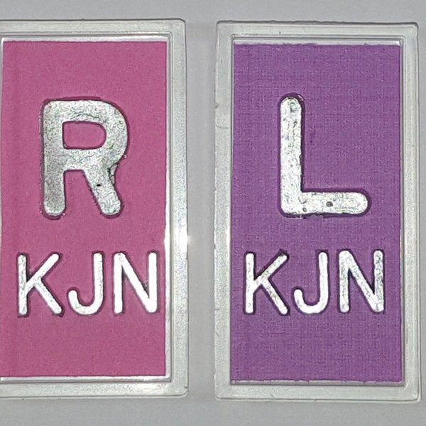 One Purple Left X-Ray Marker with Initials