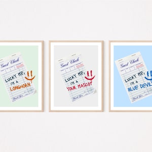 Benutzerdefinierte College Gast Karo Wand Kunst Druck | Personalisiert für das Maskottchen, die Phrase und die Farben Ihrer Universität | Digitaler Download
