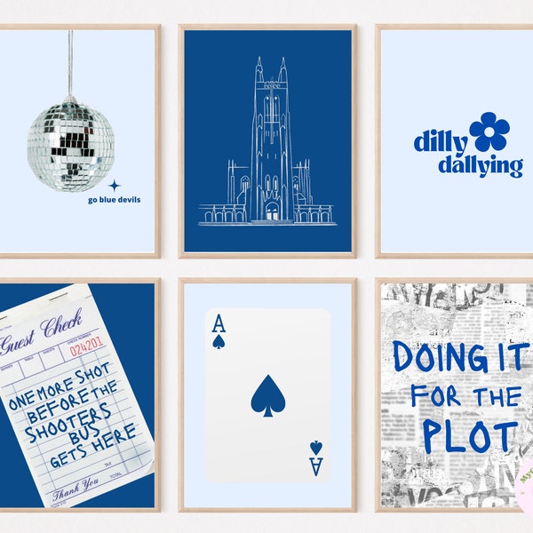 Duke University Gallery Wall Bundle | 6 Wall Decor | Digital Download | Trendy Design | Dorm | Apartment | Wall Art | Home Decor | Durham