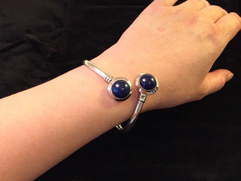 Wire bracelet Ethnic jewelry. Silver stone jewelry Genuine Lapis lazouli silver adjustable bracelet Unisex bracelet Bangle