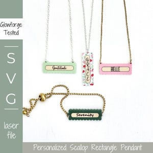 File SVG / Ciondolo e braccialetto rettangolari a forma di conchiglia personalizzati / 4 stili / File tagliato al laser / Testato da Glowforge / Regalo di gioielli personalizzati /