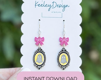 Ghost Earring SVG Halloween Dangle Earring File Laser Cutting Pattern Digital Download Spooky Jewelry Template Glowforge Mirror Haunted