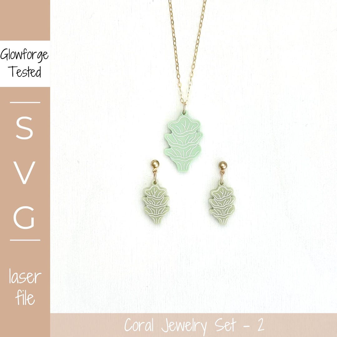 Coral Jewelry Set SVG File: Earrings & Pendant (digital Download) 2 - Etsy