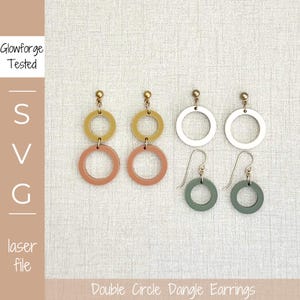 Double Circle Dangle Earrings SVG File: Geometric Fall Jewelry (Digital Download