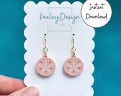 Sand Dollar Earring SVG Template Cutting File Glowforge Design Beach Jewelry DIY Craft Summer Accessory Nautical Pattern Seashell Digital