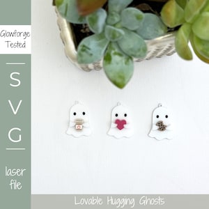 Lovable Hugging Ghost Pendants SVG : Halloween Jewelry Laser Cut File (Digital Download)