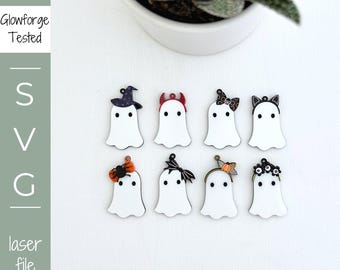 Paquete SVG de colgantes de fantasmas: Archivo cortado a láser para joyería de Halloween (descarga digital)