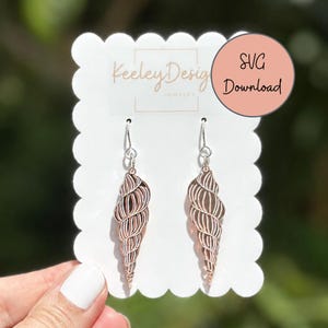 Glowforge SVG File Laser Cut Earring SVG DIY Earrings Seashell Design Ocean Inspired Beach Jewelry Template Download Nautical Theme Coastal