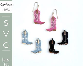 Cowboy Boot Earrings SVG File: Western Jewelry, Laser Cut Design