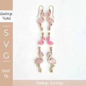 SVG-Datei | Flamingo Statement Ohrringe SVG Laser Cut File Glowforge getestet Ohrringe niedlicher tropischer Vogel Schmuck