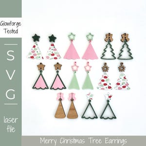 SVG-Datei | Frohe Weihnachtsbaum Ohrringe | Mehrere Stile | Laser-Schnitt-Datei | Glowforge getestet | Geschenk | Weihnachtsschmuck | Urlaub