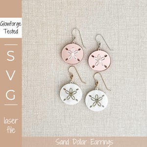 Archivo SVG / Aretes de dólar de arena / Archivo cortado con láser de 2 estilos / Probado con Glowforge / SVG de joyería de vacaciones de verano / SVG de concha de playa /