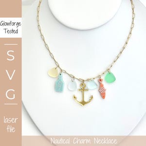 Collana con ciondolo nautico in formato SVG, collana moderna con ciondolo a forma di catena di ancoraggio, regalo estivo per donna, oceano costiero e marittimo
