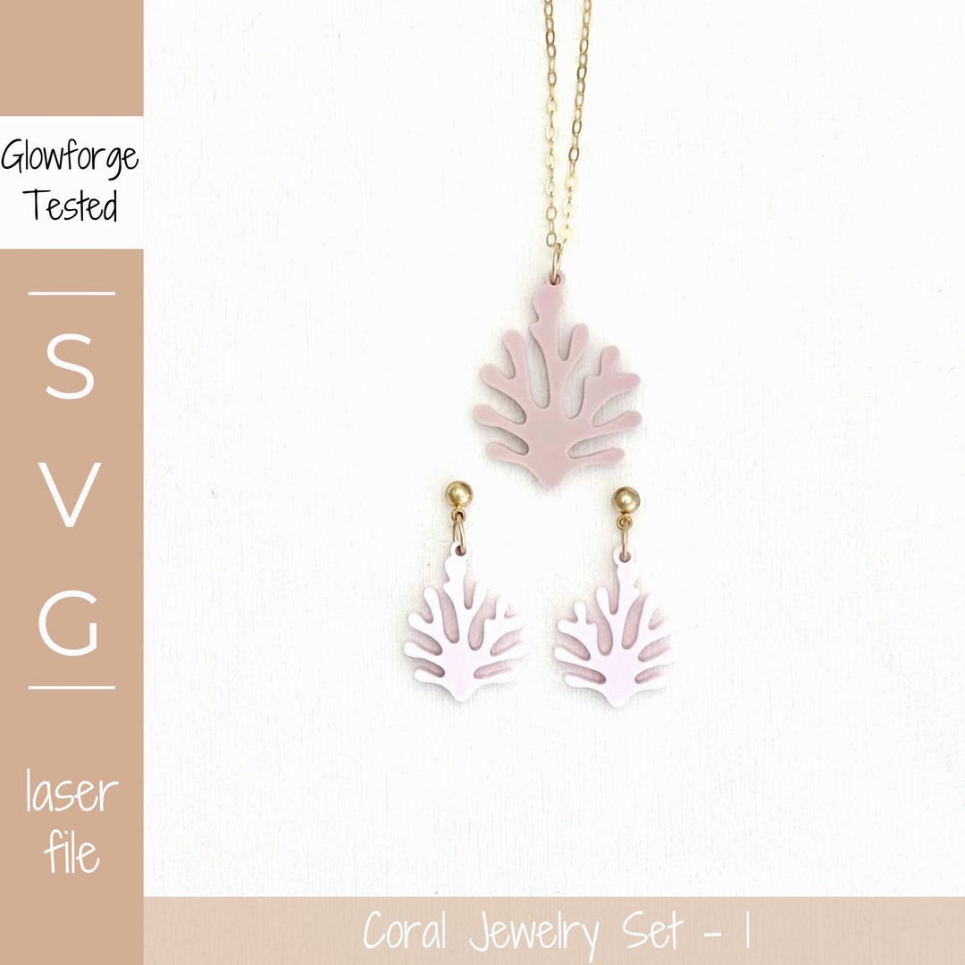 Coral Jewelry Set SVG File: Earrings & Pendant (digital Download) 1 - Etsy