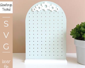 Curved Floral Arch Earring Stand SVG Laser Cut File (Digital Download)