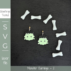 SVG File | Monster Earrings - 2 Halloween Spooky Gothic Fall Statement Jewelry Digital SVG Download