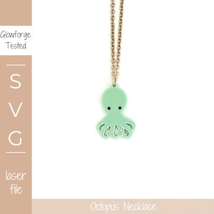 Collana di polpo in formato SVG con taglio laser, ciondolo creatura marina, gioielli per le vacanze marittime, collana estiva con oceano