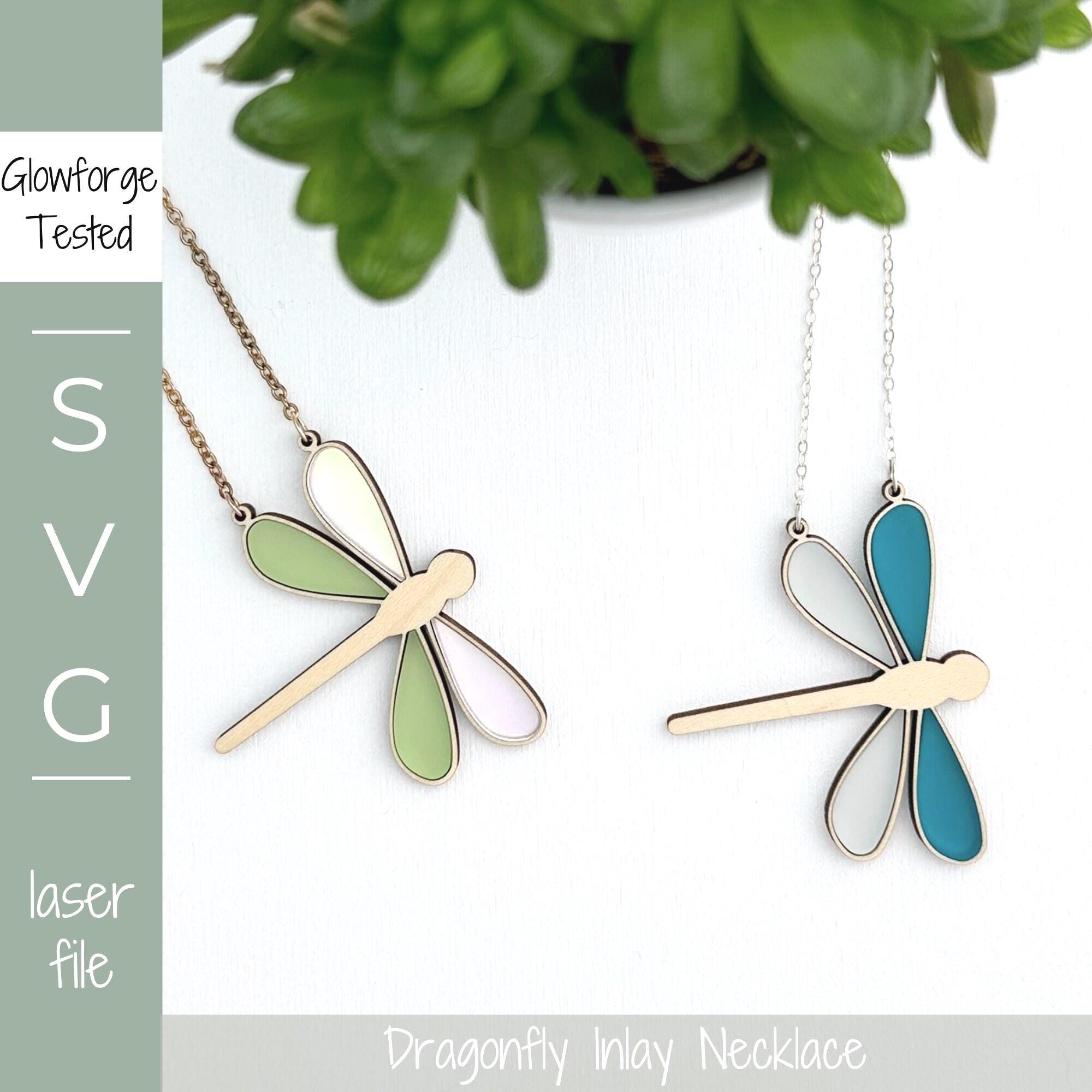 Dragonfly Inlay Necklace SVG File: Laser Cut Jewelry Design (1.7242