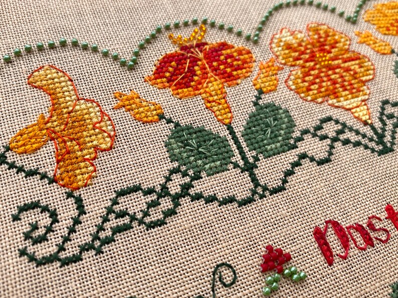 Nasturtium Capucine Sampler by MilleFleur (Popovych), PDF pattern, Cross Stitch pattern, e-delivery chart, digital chart, Non-AI gen image 13