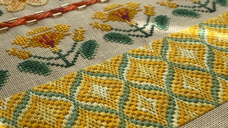 Nasturtium Capucine Sampler by MilleFleur (Popovych), PDF pattern, Cross Stitch pattern, e-delivery chart, digital chart, Non-AI gen image 5