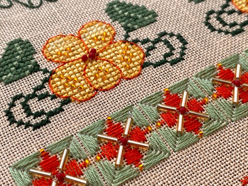 Nasturtium Capucine Sampler by MilleFleur (Popovych), PDF pattern, Cross Stitch pattern, e-delivery chart, digital chart, Non-AI gen image 15