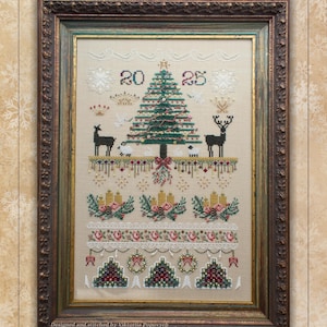 Amostra de rosas de Natal por MilleFleur, Viktoriia Popovych, padrão de ponto cruz, GRÁFICO IMPRESSO