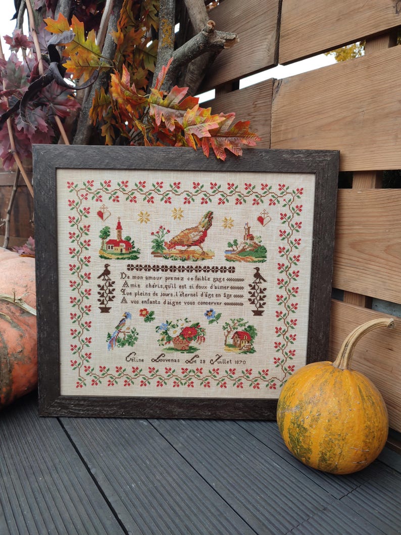 Céline Louvenas 1870 Sampler firmy MilleFleur, Popovych, wzór PDF, wzór ściegu krzyżykowego, wykres dostawy elektronicznej, wykres cyfrowy, gen bez sztucznej inteligencji zdjęcie 15
