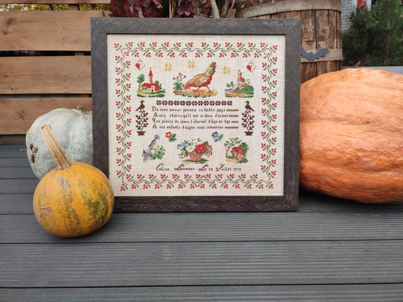 Céline Louvenas 1870 Sampler firmy MilleFleur, Popovych, wzór PDF, wzór ściegu krzyżykowego, wykres dostawy elektronicznej, wykres cyfrowy, gen bez sztucznej inteligencji zdjęcie 9