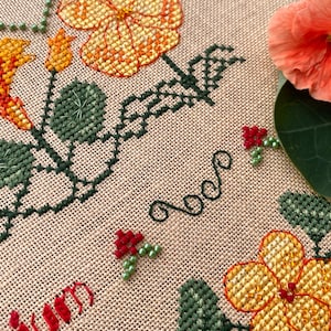 Nasturtium Capucine Sampler by MilleFleur (Popovych), PDF pattern, Cross Stitch pattern, e-delivery chart, digital chart, Non-AI gen image 11