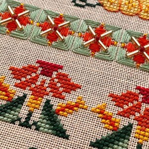 Nasturtium Capucine Sampler by MilleFleur (Popovych), PDF pattern, Cross Stitch pattern, e-delivery chart, digital chart, Non-AI gen image 12