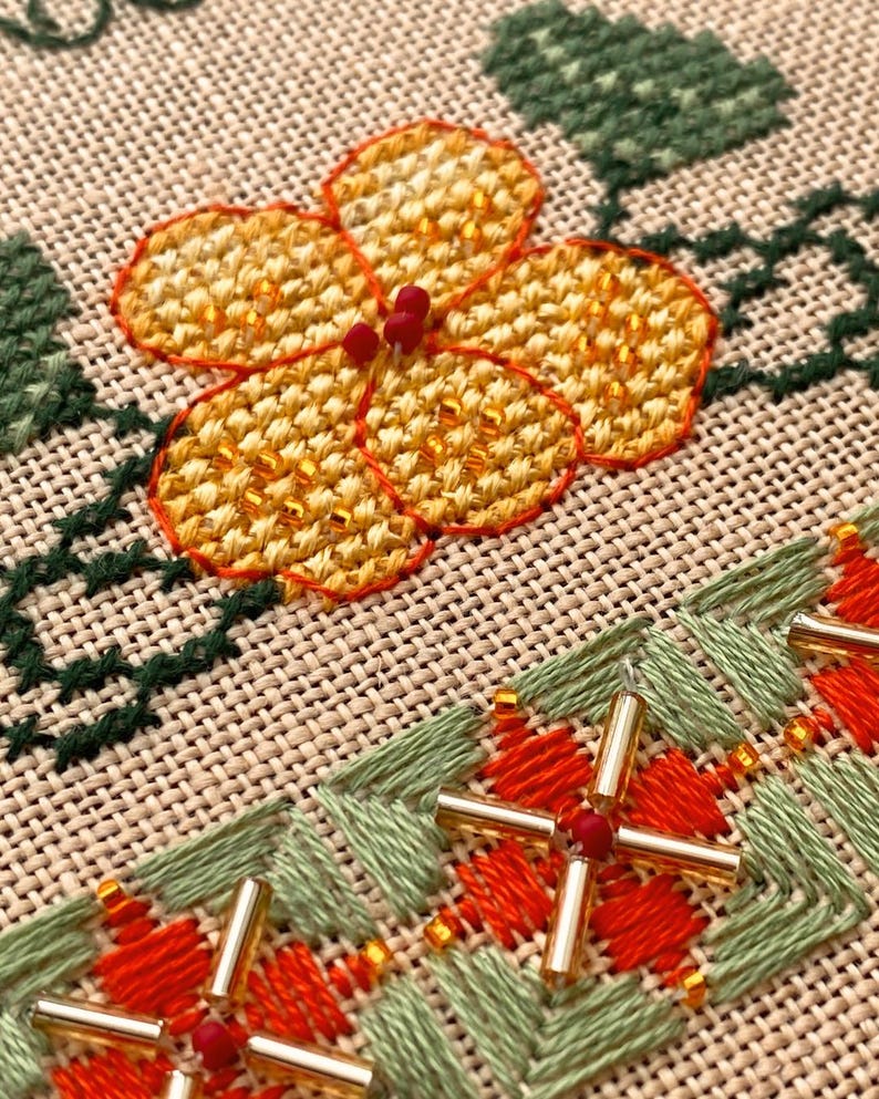 Nasturtium Capucine Sampler by MilleFleur (Popovych), PDF pattern, Cross Stitch pattern, e-delivery chart, digital chart, Non-AI gen image 20