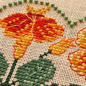 Nasturtium Capucine Sampler by MilleFleur (Popovych), PDF pattern, Cross Stitch pattern, e-delivery chart, digital chart, Non-AI gen image 19