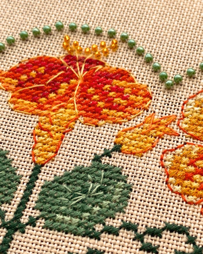 Nasturtium Capucine Sampler by MilleFleur (Popovych), PDF pattern, Cross Stitch pattern, e-delivery chart, digital chart, Non-AI gen image 19