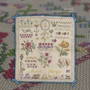 Metamorfose de Marie Berger Sampler por MilleFleur, padrão em PDF, padrão de ponto cruz, gráfico digital, gráfico eletrônico, geração não-IA imagem 4