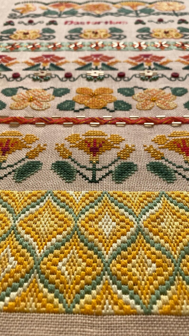 Nasturtium Capucine Sampler by MilleFleur (Popovych), PDF pattern, Cross Stitch pattern, e-delivery chart, digital chart, Non-AI gen image 4