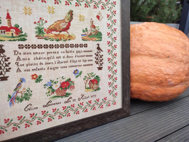 Céline Louvenas 1870 Sampler firmy MilleFleur, Popovych, wzór PDF, wzór ściegu krzyżykowego, wykres dostawy elektronicznej, wykres cyfrowy, gen bez sztucznej inteligencji zdjęcie 7