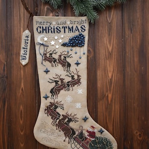 On his way Stocking by MilleFleur (Viktoriia Popovych), PDF pattern, Cross Stitch pattern, e-delivery chart, digital chart, Non-AI gen