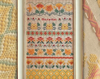 Nasturtium Capucine Sampler by MilleFleur (Popovych), PDF pattern, Cross Stitch pattern, e-delivery chart, digital chart, Non-AI gen