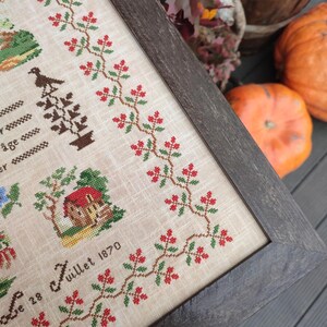 Céline Louvenas 1870 Sampler firmy MilleFleur, Popovych, wzór PDF, wzór ściegu krzyżykowego, wykres dostawy elektronicznej, wykres cyfrowy, gen bez sztucznej inteligencji zdjęcie 3