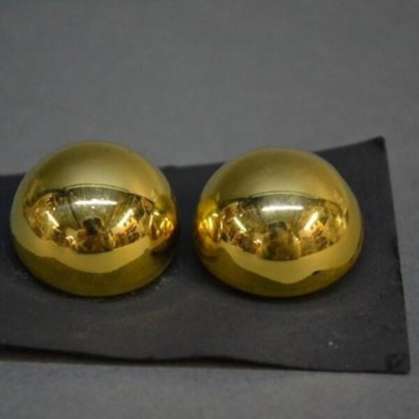 Vintage 70's clip on earrings   - Retro  Sängerform  -  metal  27 mm / 1.06"  - Seventies - gold  color