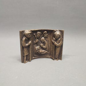 Egino Weinert  - Bronze Relief of the &quot;Holy Family&quot; Nativity scene semicircularc - Mid Century - Religious
