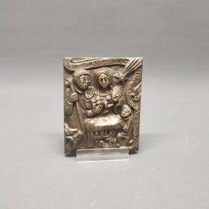 Egino Weinert - Holy Family  - cast bronze - wall hanging Mid Century - Religious plaque